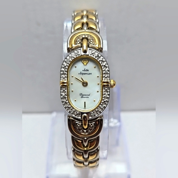 Womens Jules Jurgensen Diamond Watch Gold Silver Two Toned Bracelet New Battery